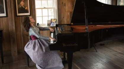 Rutgers music professor Min-Kyung Kwon playing the piano