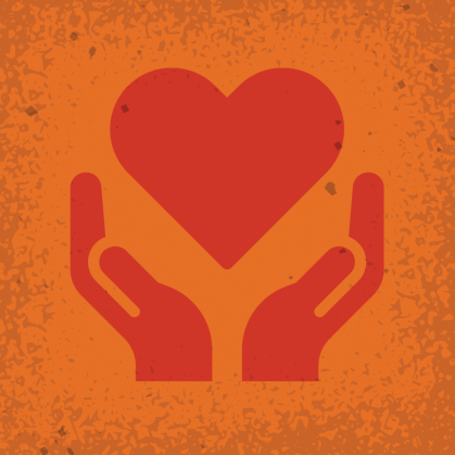 Heart in hands graphic