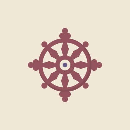 Wheel of dharma to represent Buddhism